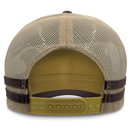 RCA Striped Trucker Cap - BROWN/KHAKI - EMBROIDERED LOGO