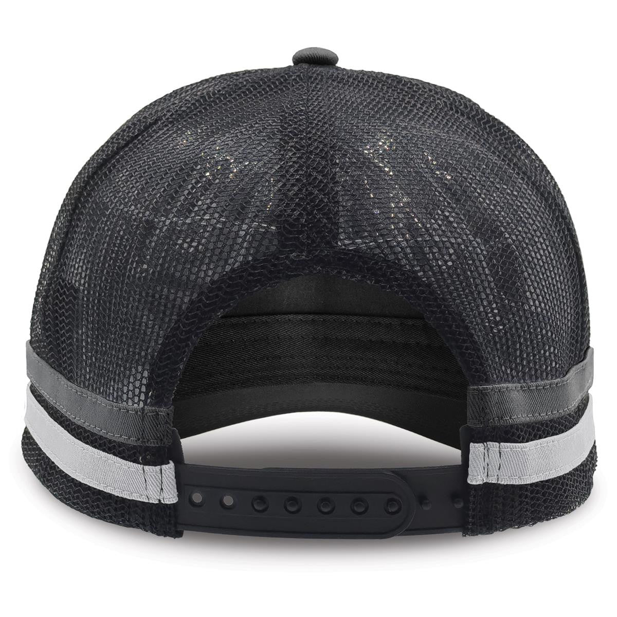 RCA Striped Trucker Cap - CHARCOAL/BLACK/WHTE - EMBROIDERED LOGO