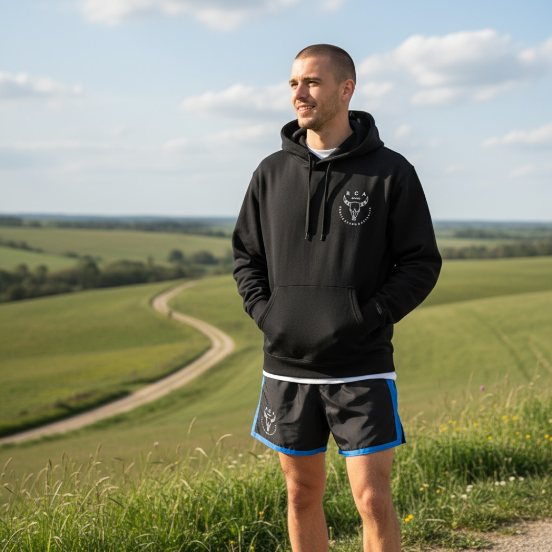 RCA BLACK/TEAL FOOTY SHORTS