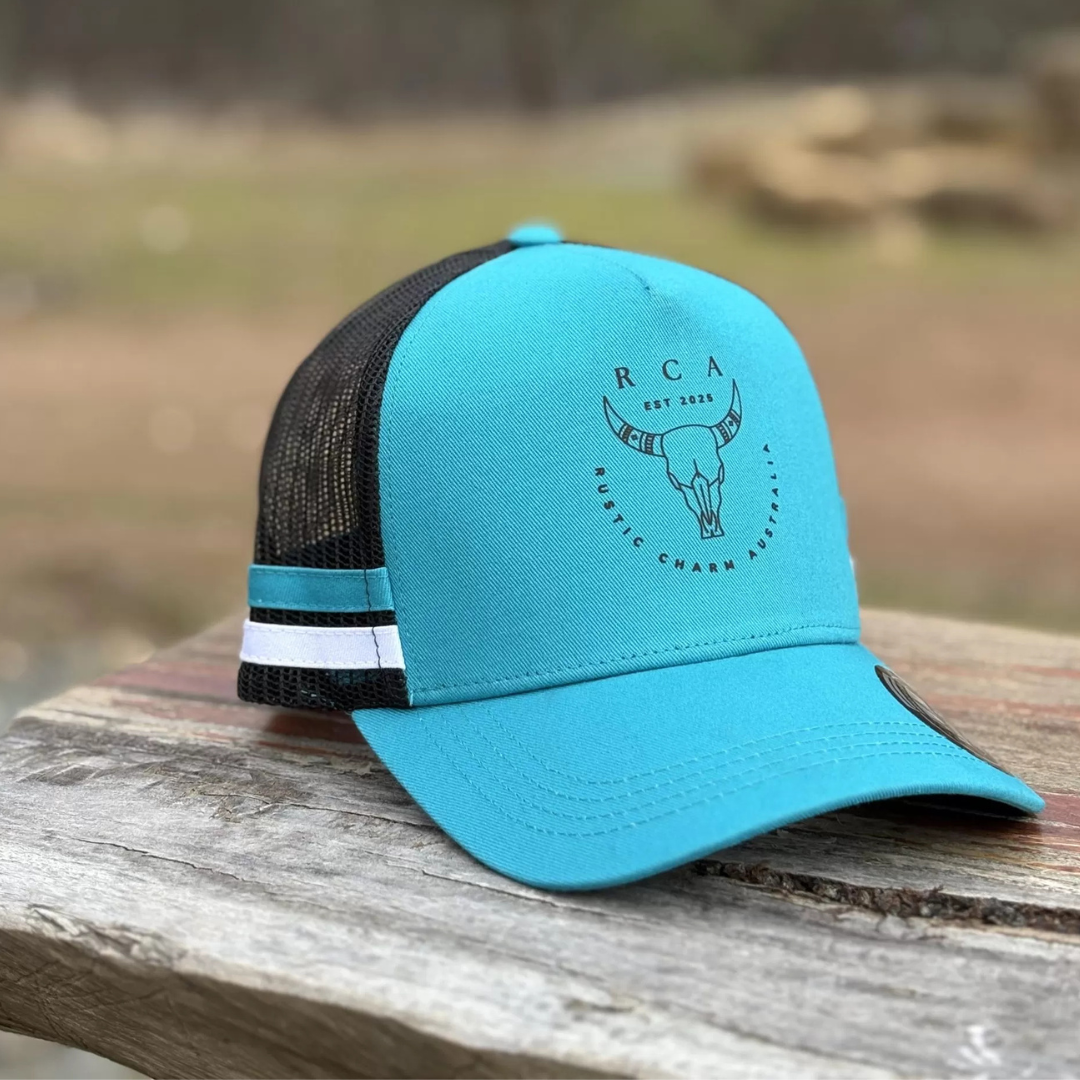 RCA Striped Trucker Cap - Tea/Black/White